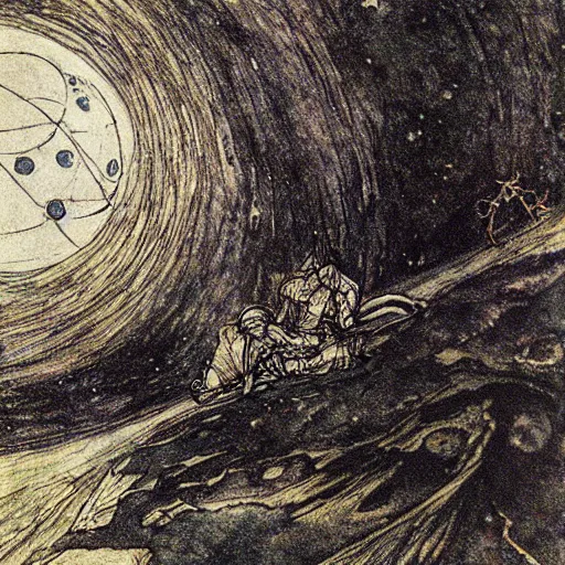 Image similar to Liminal space in outer space by Arthur Rackham