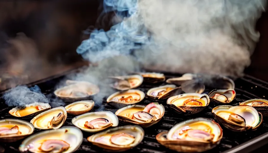 Image similar to a photo of smoke coming out of seymour's oven, next to a window, seymour's roast is ruined, steamed clams, color photography, high quality, volumetric light, beautiful, 4 k