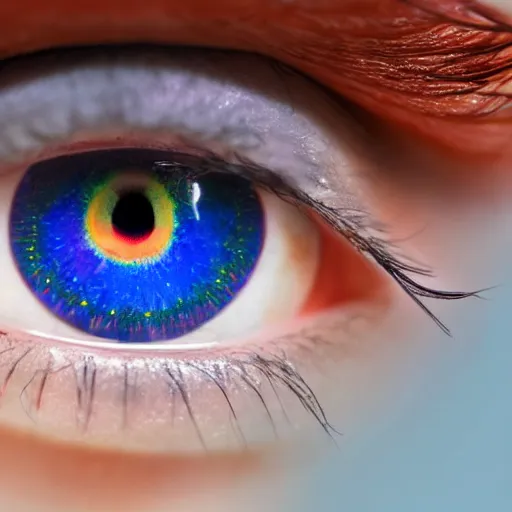 Image similar to eye with rainbow coloured cornea