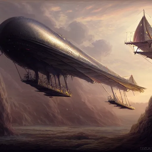 Prompt: a fantasy airship, epic fantasy, detailed, intricate, elegant, digital painting, concept art, smooth, focus, rim light