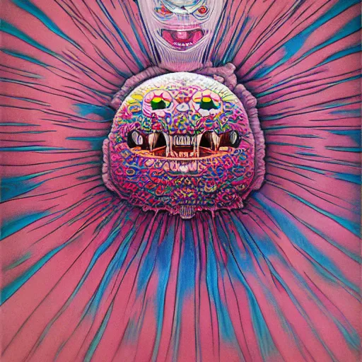 Prompt: pink scream by takashi murakami and zdzisław beksiński, intricately detailed artwork, full 8k high quality resolution, recently just found unknown masterpiece