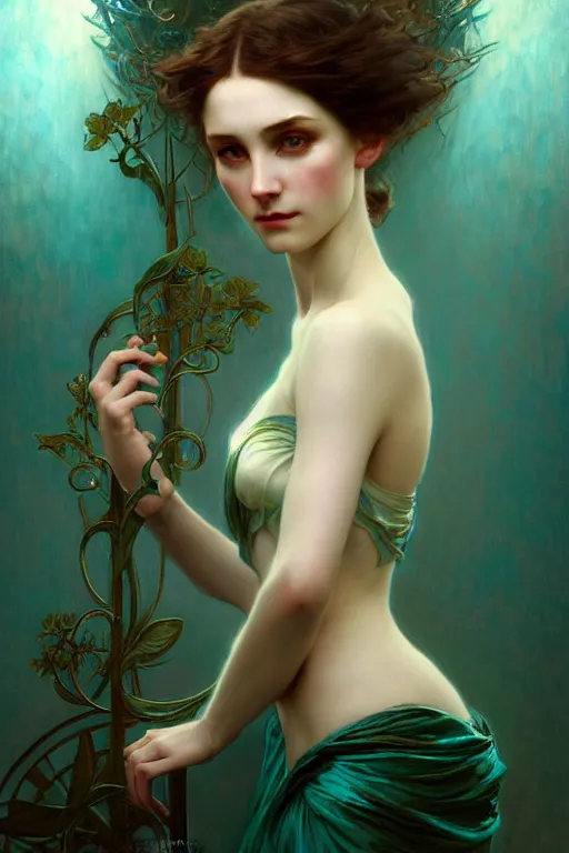 Image similar to pale teal, fantasy, intricate, elegant, dramatic lighting, emotionally evoking symbolic metaphor, highly detailed, lifelike, photorealistic, digital painting, artstation, concept art, smooth, sharp focus, illustration, art by John Collier and Albert Aublet and Krenz Cushart and Artem Demura and Alphonse Mucha