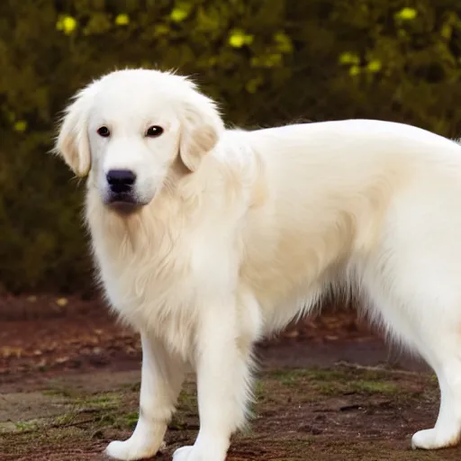 Prompt: 4K HD, high detail photograph, shot with Sigma f/ 4.2 , 250 mm sharp lens, shallow depth of field, subject= White golden retriever, consistent, high detailed light refraction, high level texture render