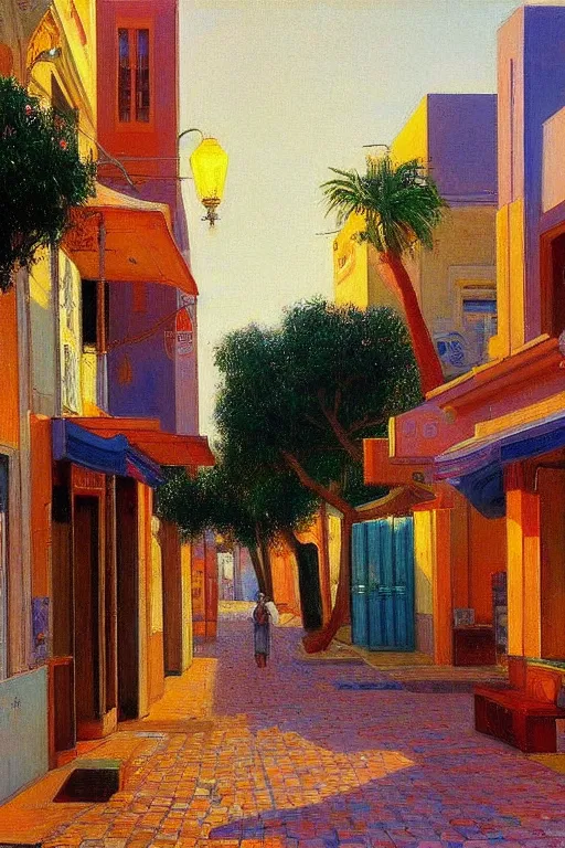 Image similar to tel aviv street, victor Nizovtsev, edward hopper