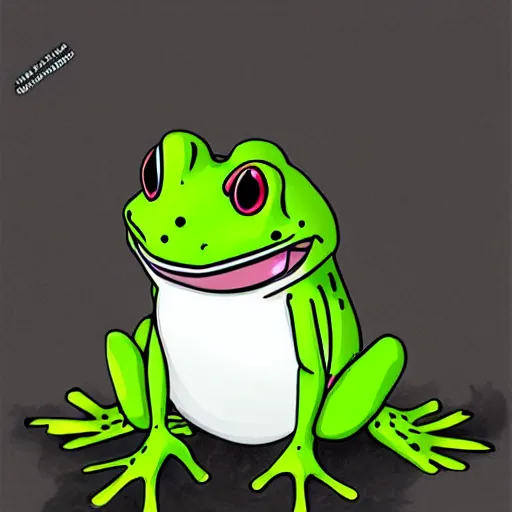Prompt: cute anthro anime frog, digital art
