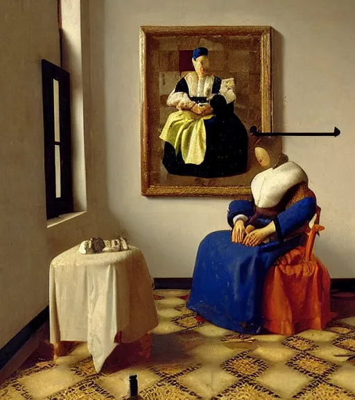 Prompt: portrait of a fortune teller automata by Vermeer