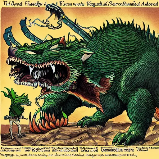 Image similar to wisconsin hodag, dungeons and dragons illustration