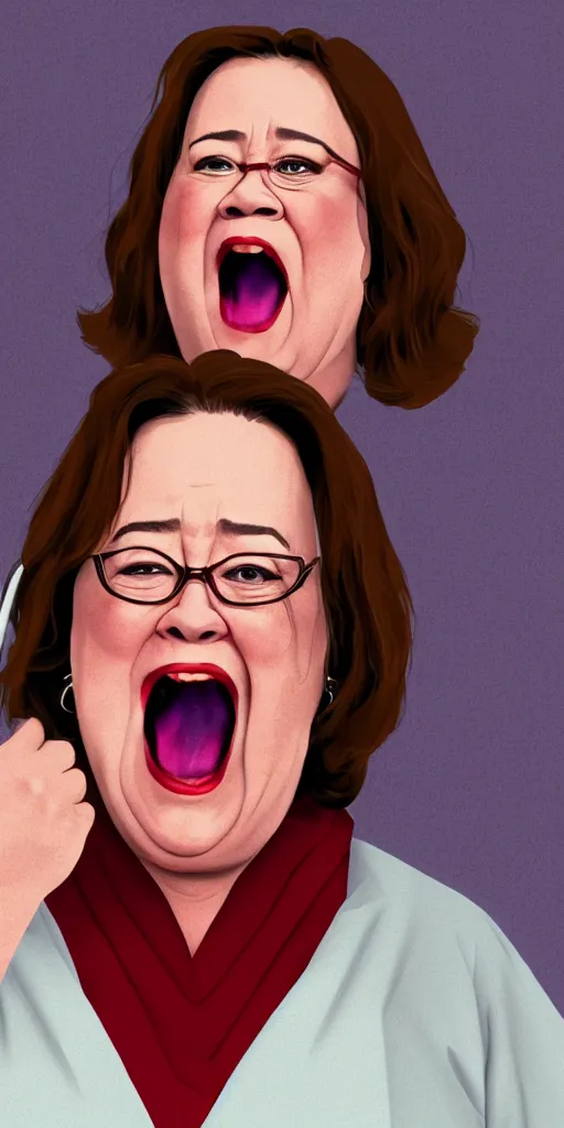 Prompt: kathy bates, from misery, yelling in a hospital, digital art, ralistic