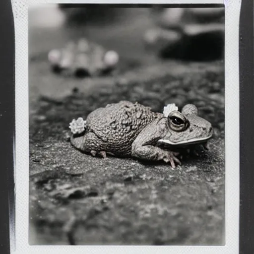 Image similar to pile of lazy toads, beautiful polaroid photo, pinhole, lomography,