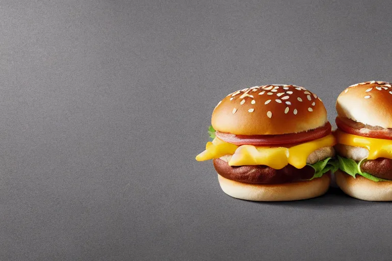 Image similar to mcdonalds salt rock between two sesame seed buns, commercial photograph