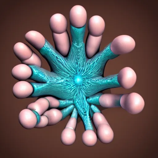 Prompt: a fractal human hand, 3d render