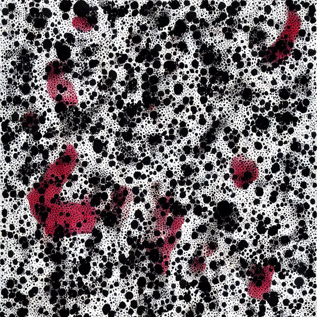 Image similar to camo made of teeth, smiling, abstract, rei kawakubo artwork, cryptic, dots, stipple, lines, splotch, color tearing, pitch bending, color splotches, hearts, dark, ominous, eerie, minimal, points, technical, old painting