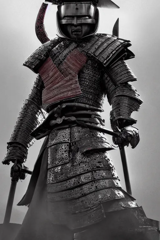 Image similar to portrait, portrait of a legendary Samurai in full armor, dramatic lighting, cinematic, establishing shot, extremly high detail, photo realistic, cinematic lighting, post processed, concept art, artstation, matte painting, style by eddie mendoza, raphael lacoste, alex ross