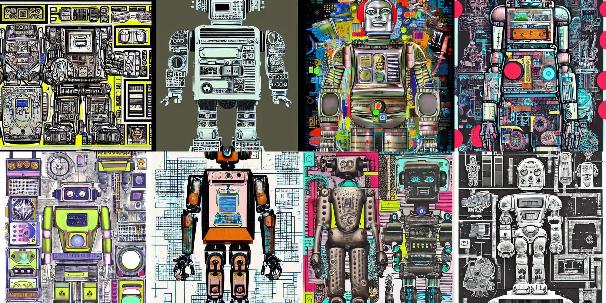 Image similar to a diagram of a robot body with various parts, cyberpunk art by eduardo paolozzi, behance contest winner, computer art, greeble, steampunk, poster art, james turrell, post it note art, optical illusion art, joseph stella, andy warhol, venus of willendorf, vintage robot, robot illustration