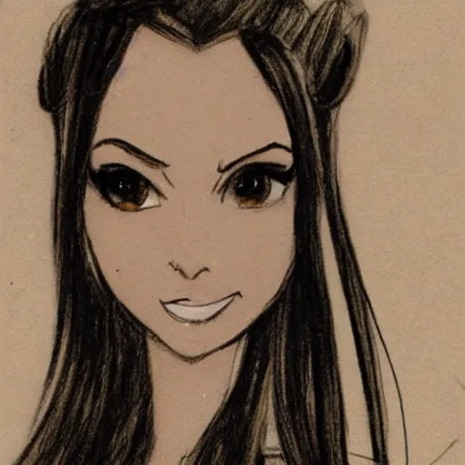 Prompt: milt kahl sketch of victoria justice with tendrils hair style as princess padme from star wars episode 3