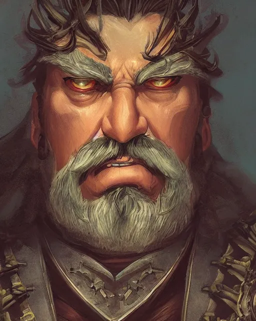 Prompt: digital painting of an angry hernan cortes by filipe pagliuso and justin gerard and studio ghibli, symmetric, detailed, intricate, portrait, digital painting, sharp focus, tarot card, handsome, concept art, alluring, game art, card game art