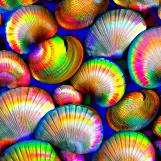 Image similar to seashells with rainbow patterns, photo, real, detailed, 4k