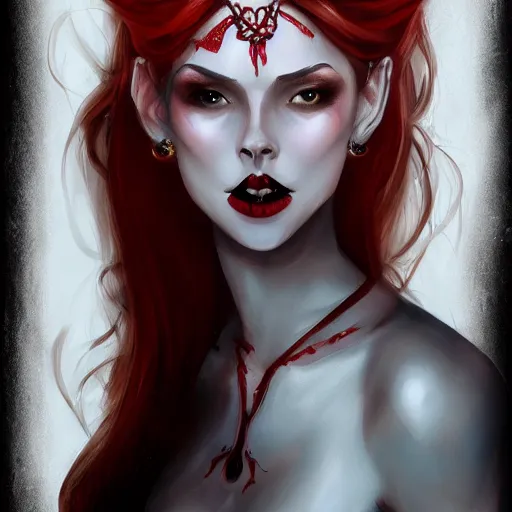 Prompt: portrait of beautiful vampire woman drinking from a goblet of blood, fantasy concept art trending on artstation