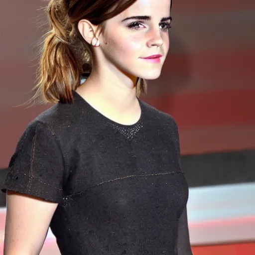 Image similar to emma watson with 4 eyes, 4 ears, 2 mouths