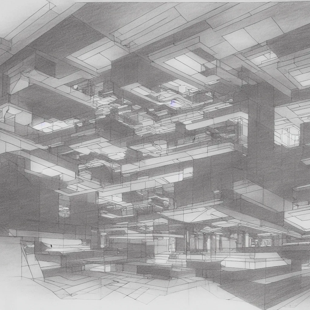 Image similar to gigachad, global illumination, radiant light, detailed and intricate environment, sketch drawing by frank lloyd wright