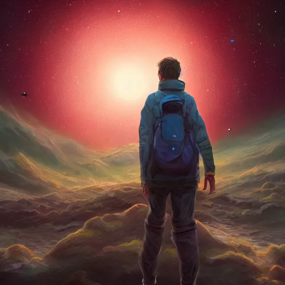 Image similar to a man searching the universe, highly detailed, digital painting, artstation, concept ar