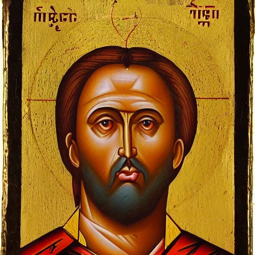 Image similar to nicholas cage, portrait, ancient byzantine icon of nicholas cage, roman catholic icon of nicholas, saintly nicholas cage, orthodox nicholas cage