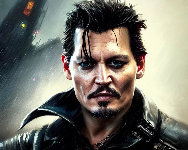 Prompt: highly detailed portrait of johnny depp as bruce wayne, in batman : arkham knight, stephen bliss, unreal engine, fantasy art by greg rutkowski, loish, rhads, ferdinand knab, makoto shinkai and lois van baarle, ilya kuvshinov, rossdraws, tom bagshaw, global illumination, radiant light, detailed and intricate environment