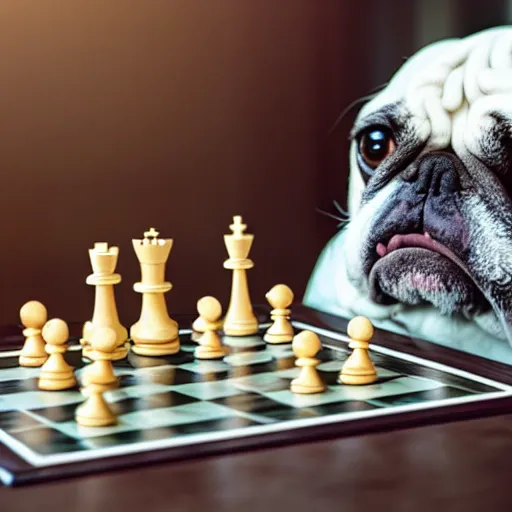 Image similar to a dog playing chess