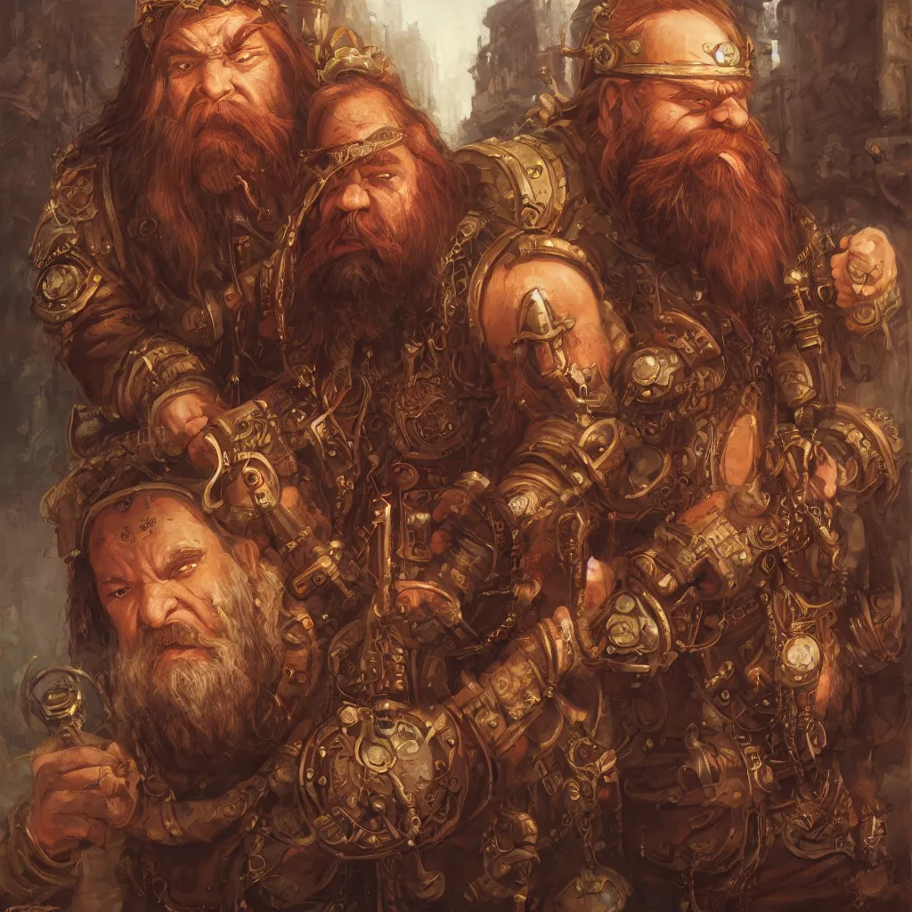 Image similar to Dwarven merchant with a long red flowing beard with Steampunk accessories, 4k oil on linen by wlop, artgerm, andrei riabovitchev, nuri iyem, james gurney, james jean, greg rutkowski, highly detailed, soft lighting 8k resolution