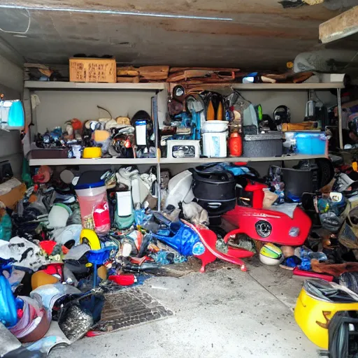 Image similar to garage filled with stuff by hoarder