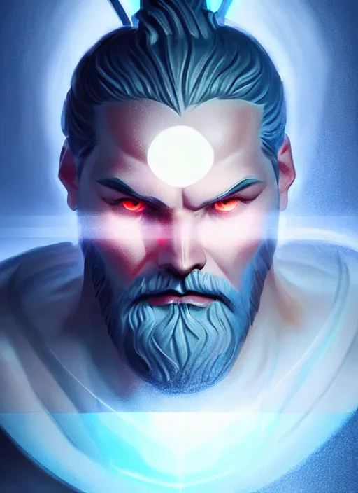 Image similar to the god zeus, lightning, portrait, sharp focus, digital art, concept art, dynamic lighting, subsurface scattering, photoreal, trending on artstation, by emylie boivin 1. 0, rossdraws 2. 0