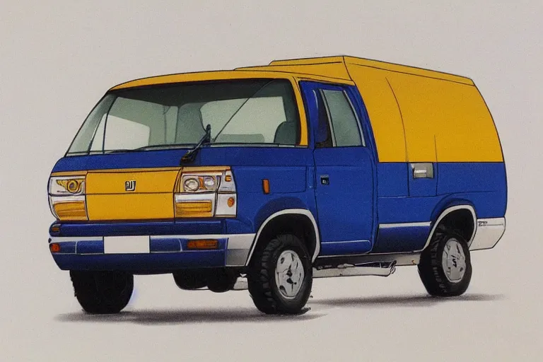 Prompt: 2 0 0 1 space odyssy concept painting of a honda e kei truck