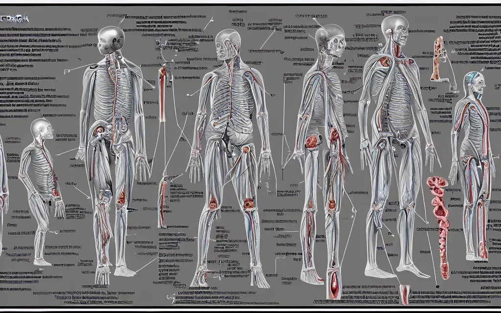 Image similar to techno - spiritual diagram of humanity's future evolution, scientific anatomical diagram