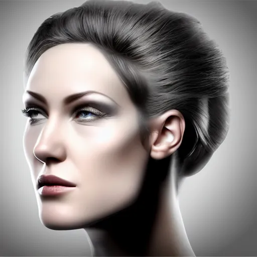 Prompt: a woman side portrait, ps 3 concept graphics