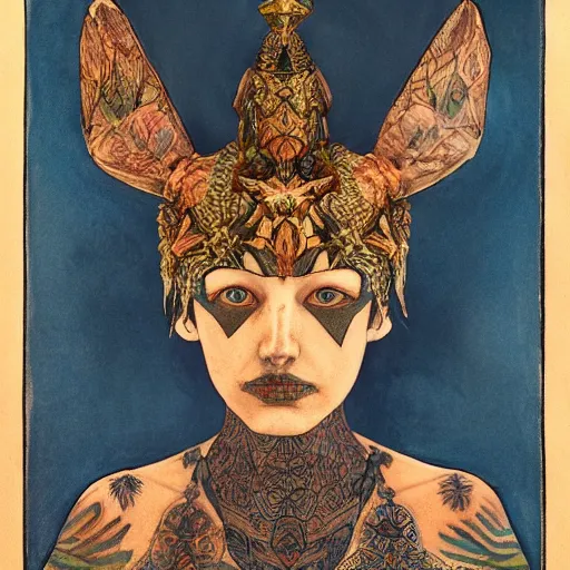 Prompt: the moth crown, by Annie Swynnerton and Nicholas Roerich, bioluminescent skin, tattoos, elaborate costume, geometric ornament, symbolist, smooth, sharp focus, extremely detailed, featured on Artstation, unreal engine