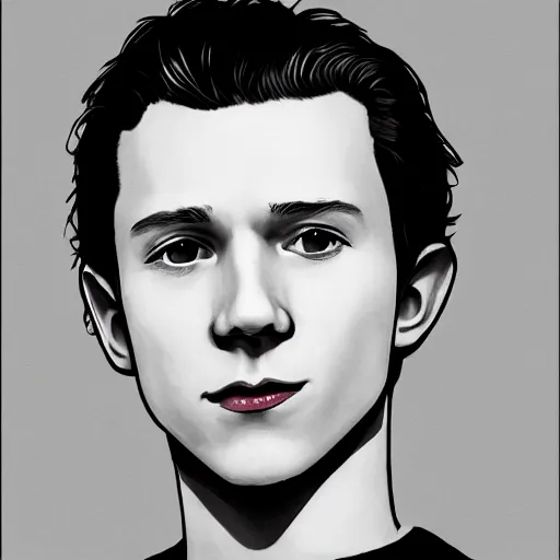 Prompt: tom holland, portrait by colete martin