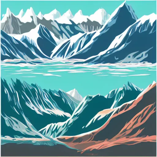 Prompt: mountain water illustration vector digital art trending on artstation h 7 6 8