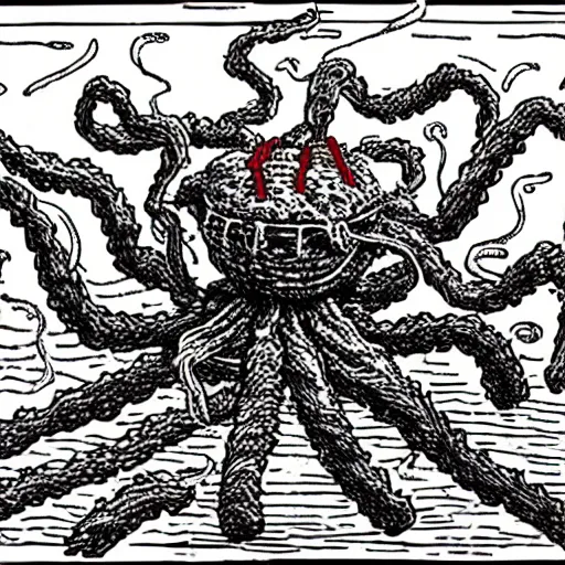 Image similar to attack of the flying spaghetti monster!