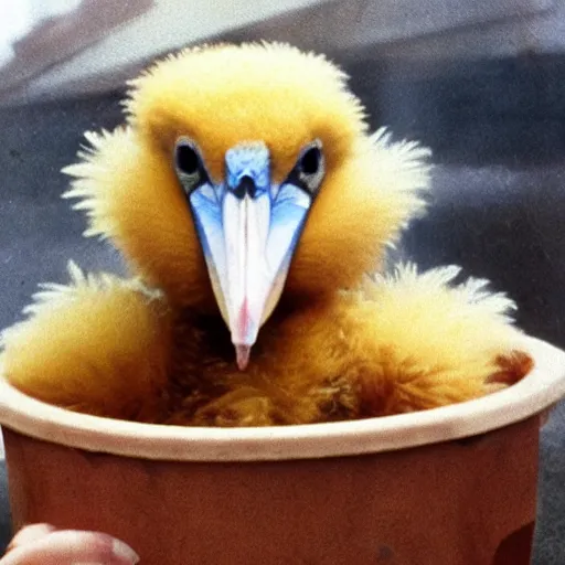 Image similar to deep fried baby pelican, hilarious goofy image