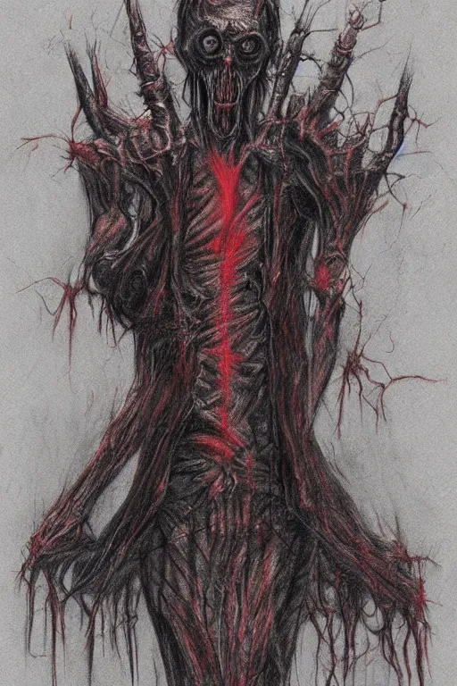 Prompt: concept art for an unused Silent Hill 2 monster, creepy, horror, color pencil art, trending on artstation, highly detailed