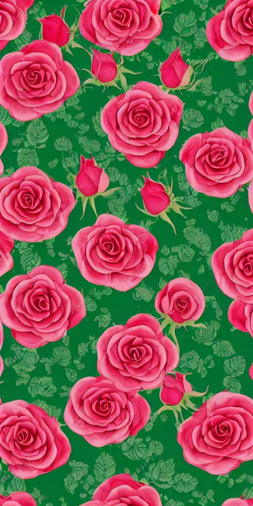 Image similar to seamless pattern of beautiful roses with leaves and throns, colourful, symmetrical, repeating 35mm photography