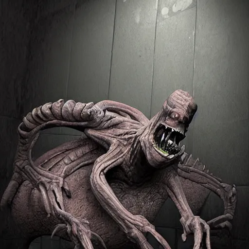 Image similar to 3d creepy monster crawling out of a toilet, horror art, cgsociety, inspired by gerald brom, unreal engine