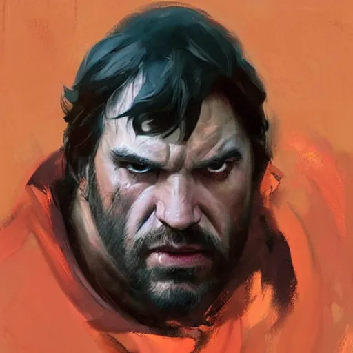 Image similar to greg manchess portrait painting of the hound from game of thrones holding a skull as overwatch character, medium shot, asymmetrical, profile picture, organic painting, foggy day, matte painting, bold shapes, hard edges, street art, trending on artstation, by huang guangjian and gil elvgren and sachin teng