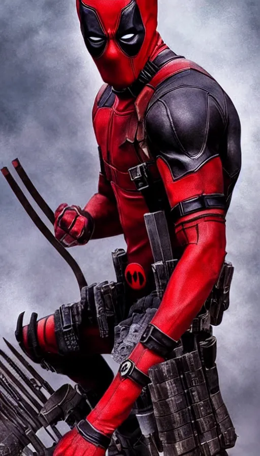 Image similar to realistic deadpool and Wolverine fusion, 8k,