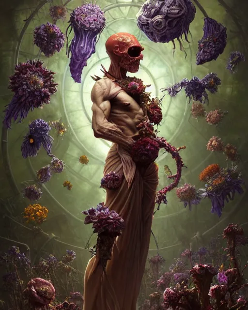 Image similar to the platonic ideal of flowers, rotting, insects and praying of cletus kasady carnage thanos dementor wild hunt doctor manhattan chtulu mandelbulb ponyo bioshock davinci heavy rain, d & d, fantasy, ego death, decay, dmt, art by artgerm and greg rutkowski and alphonse mucha and giuseppe arcimboldo