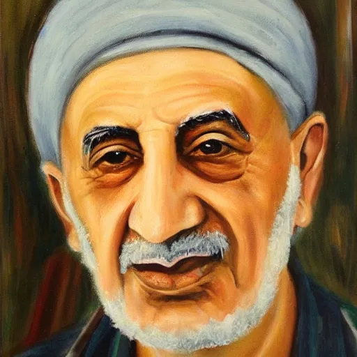 Prompt: A portrait of Duraid Lahham, oil painting