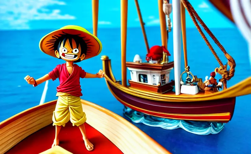 Image similar to luffy sailing the going merry, one piece, pirate ship