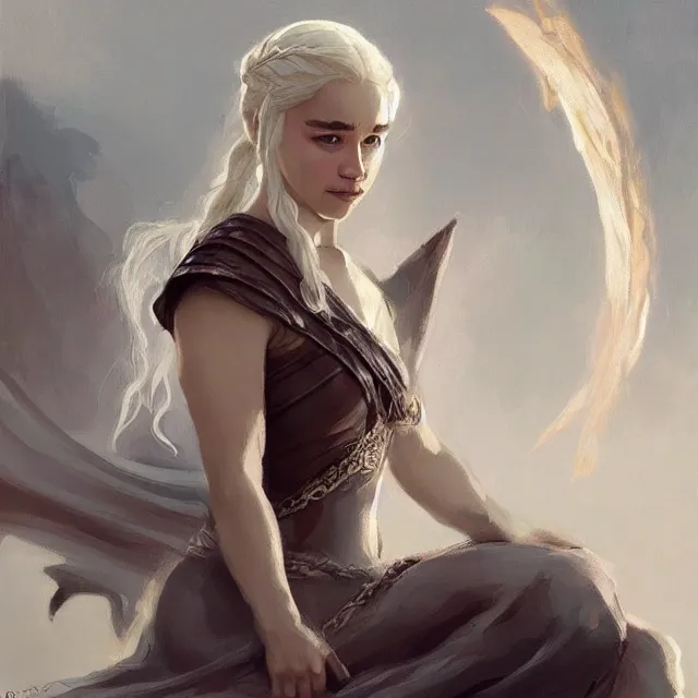 Image similar to Daenerys Targaryen as an airbender, portrait, elegant, intricate, digital painting, artstation, concept art, smooth, sharp focus, illustration, art by konstantin korovin and Daniel F. Gerhartz and john howe