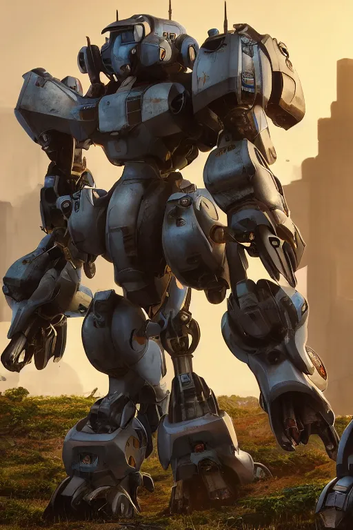 Image similar to mechwarrior 5 : mercenaries mech megaman transformer robot boss tank engine game octane render, 4 k, hd 2 0 2 2 3 d cgi rtx hdr style chrome reflexion glow fanart, global illumination ray tracing hdr fanart arstation by ian pesty by jesper ejsing pixar and disney unreal zbrush central hardmesh