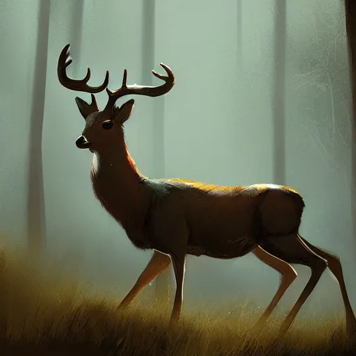 Prompt: deer digital art in the style of greg rutkowski and craig mullins, 4 k